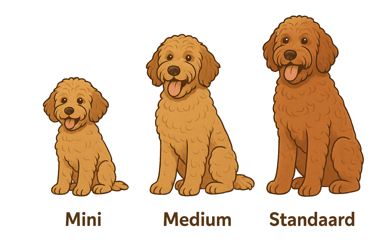 Labradoodle maten en Australian Labradoodle: mini, medium en standaard