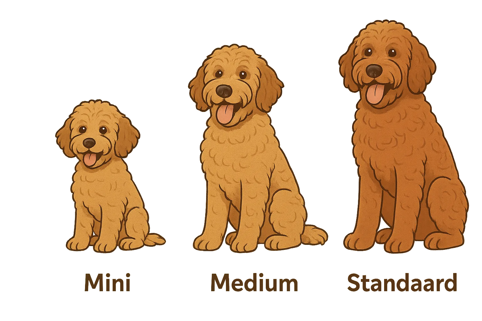 Labradoodle maten en Australian Labradoodle: mini, medium en standaard